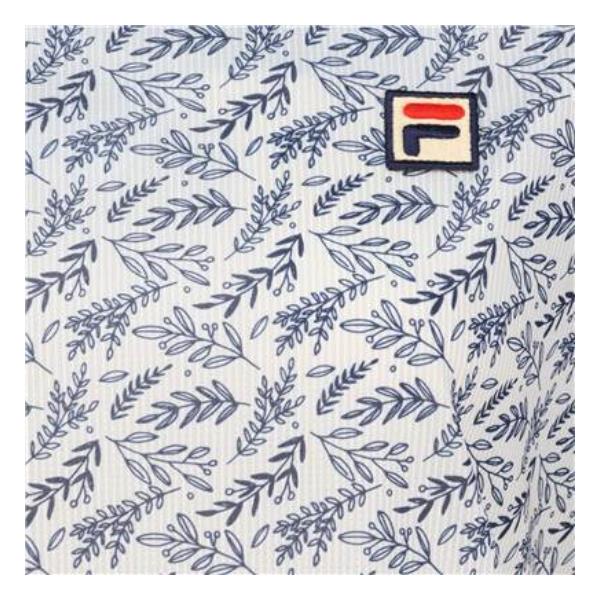 【ショップ限定エントリーでさらに+9倍】フィラFILAテニスウェアピンメッシュストライプボタニカルプリントスクエアネックゲームシャツレディースVL2871