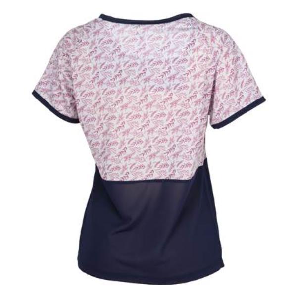 【ショップ限定エントリーでさらに+9倍】フィラFILAテニスウェアピンメッシュストライプボタニカルプリントスクエアネックゲームシャツレディースVL2871