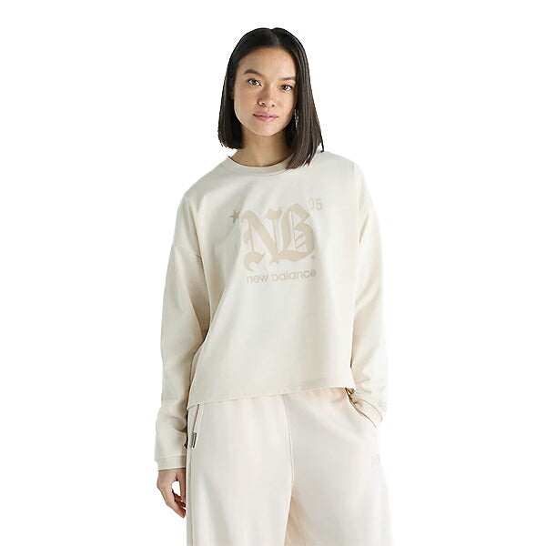 ニューバランスNEWBALANCEグラフィックロングスリーブTシャツレディース大人長袖吸汗速乾オーバーサイズWT62C1H8-LIN