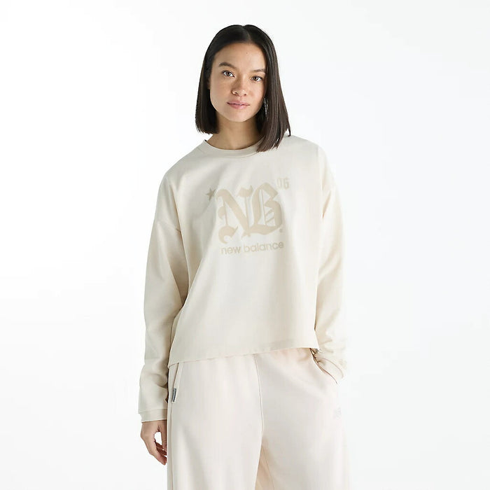 ニューバランスNEWBALANCEグラフィックロングスリーブTシャツレディース大人長袖吸汗速乾オーバーサイズWT62C1H8-LIN