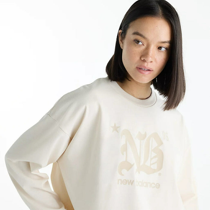ニューバランスNEWBALANCEグラフィックロングスリーブTシャツレディース大人長袖吸汗速乾オーバーサイズWT62C1H8-LIN