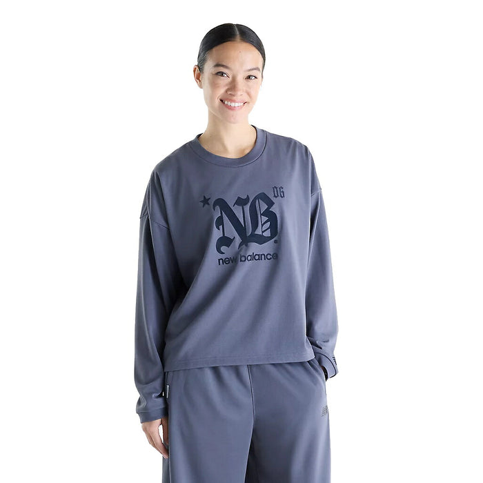 ニューバランスNEWBALANCEグラフィックロングスリーブTシャツレディース大人長袖吸汗速乾オーバーサイズWT62C1H8-MGT